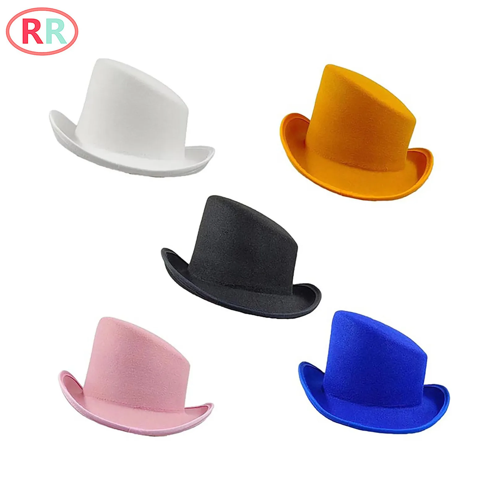 

Adult Magician Hat Vintage Olique Top Felt Hat Solid Color Flanging Brim Top Hat Sun Hat Party Supplies for Women Men