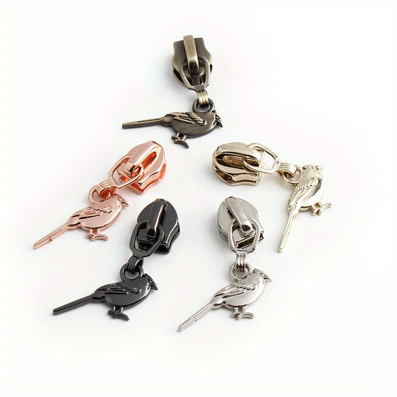 5PCS 5# nylon tooth zipper head metal bird-shaped zipper accessories suitable for DIY handbags, backpacks, clothes pull tabs