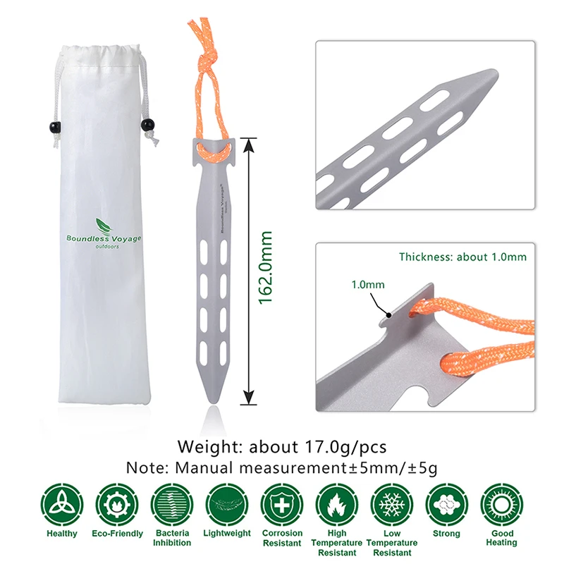 Outdoor Camping Trekking Accessories Tent Nails V- shape 162mm Ultralight Titanium Tent Pegs Hiking Climbing Tent Accessories