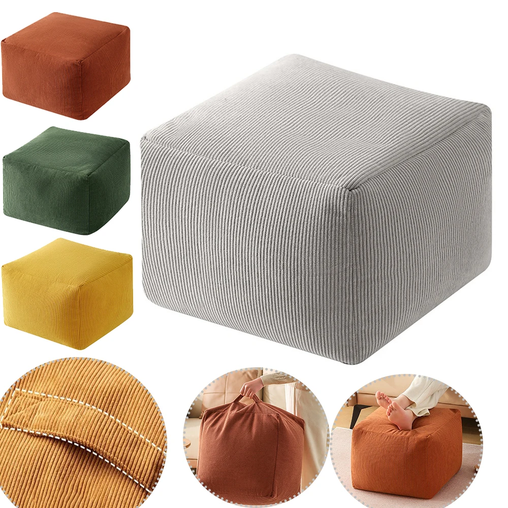 

Pouf Futon Cover Square Cushion Cover Ottoman Footstool Unstuffed Floor Pad Chair Seat Cover Living Room Home Decor No Filling
