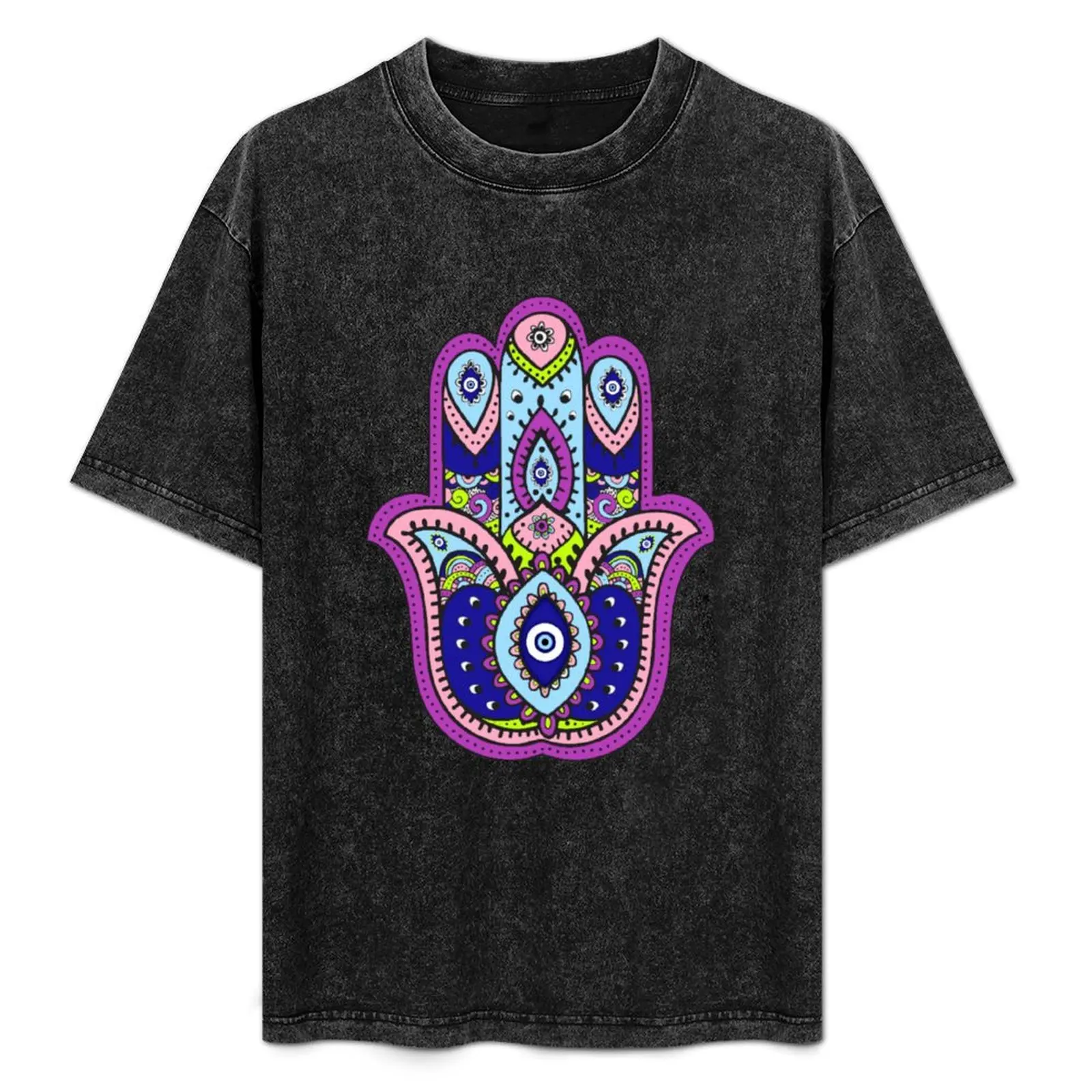 

HAMZA HAND WITH EVIL EYE - The Hand Of God T-Shirt All Match Basic Short Sleeve Top
