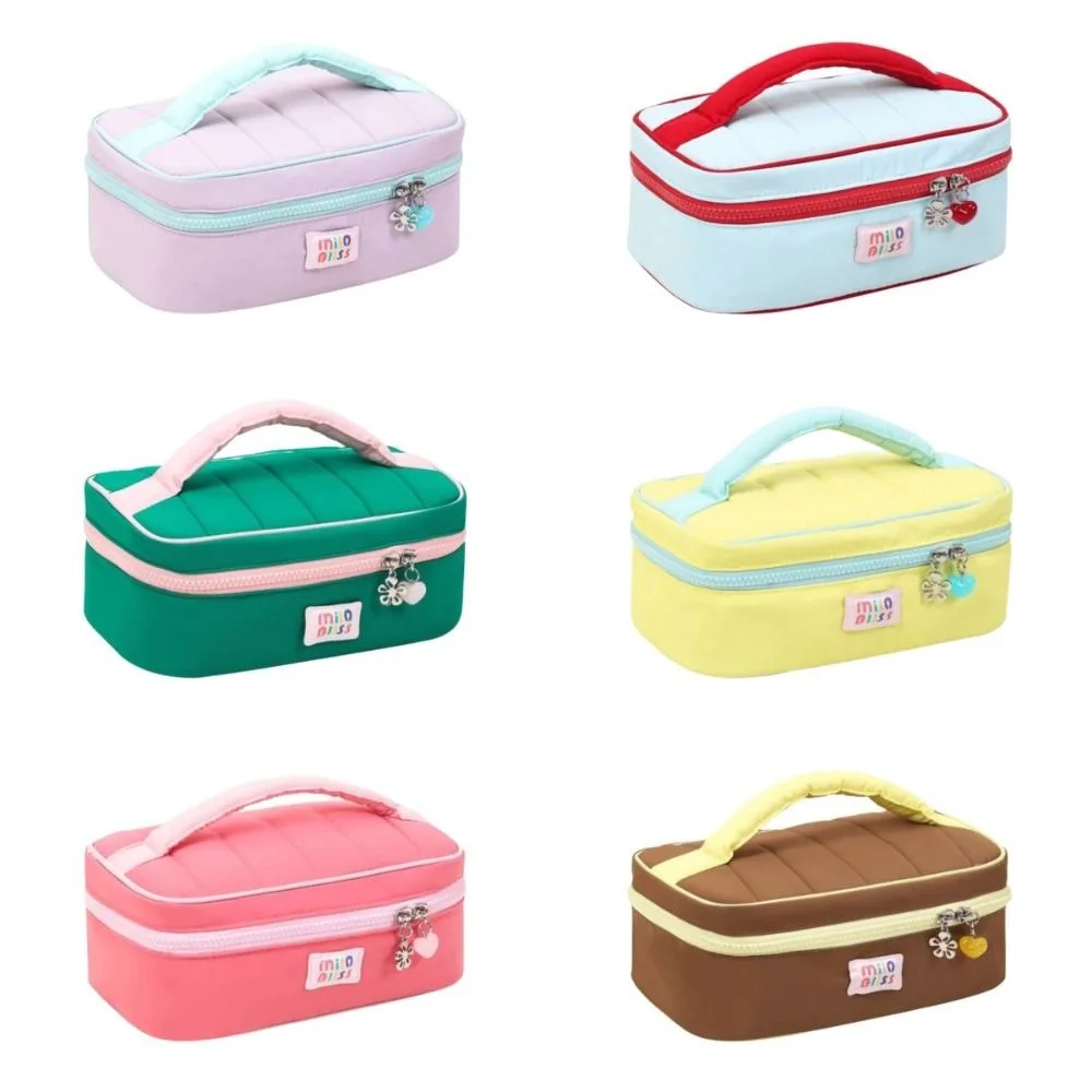 Dopamine Contrast Makeup Bag Large Capacity Handheld Toiletry Storage Bag Handbag Zipper Portable Cosmetic Organizer Student