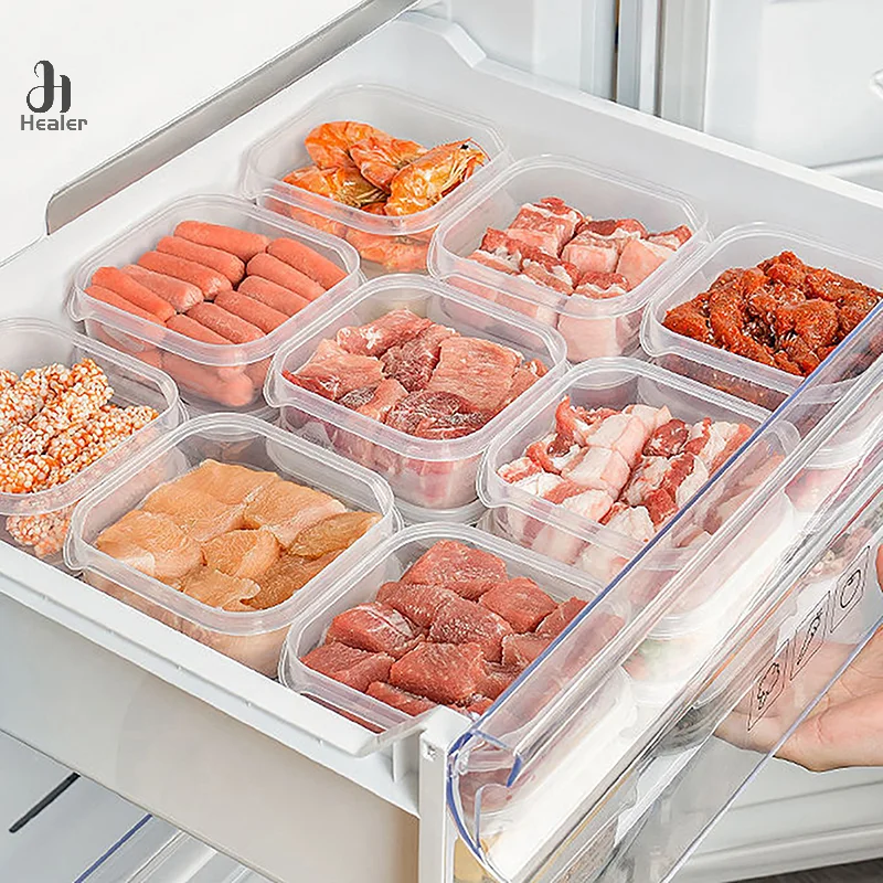 Frozen Meat Storage Box Portable Refrigerator Fruit Vegetable Fresh-Keeping Organizer Box Transparent Cheese Container Kitchen