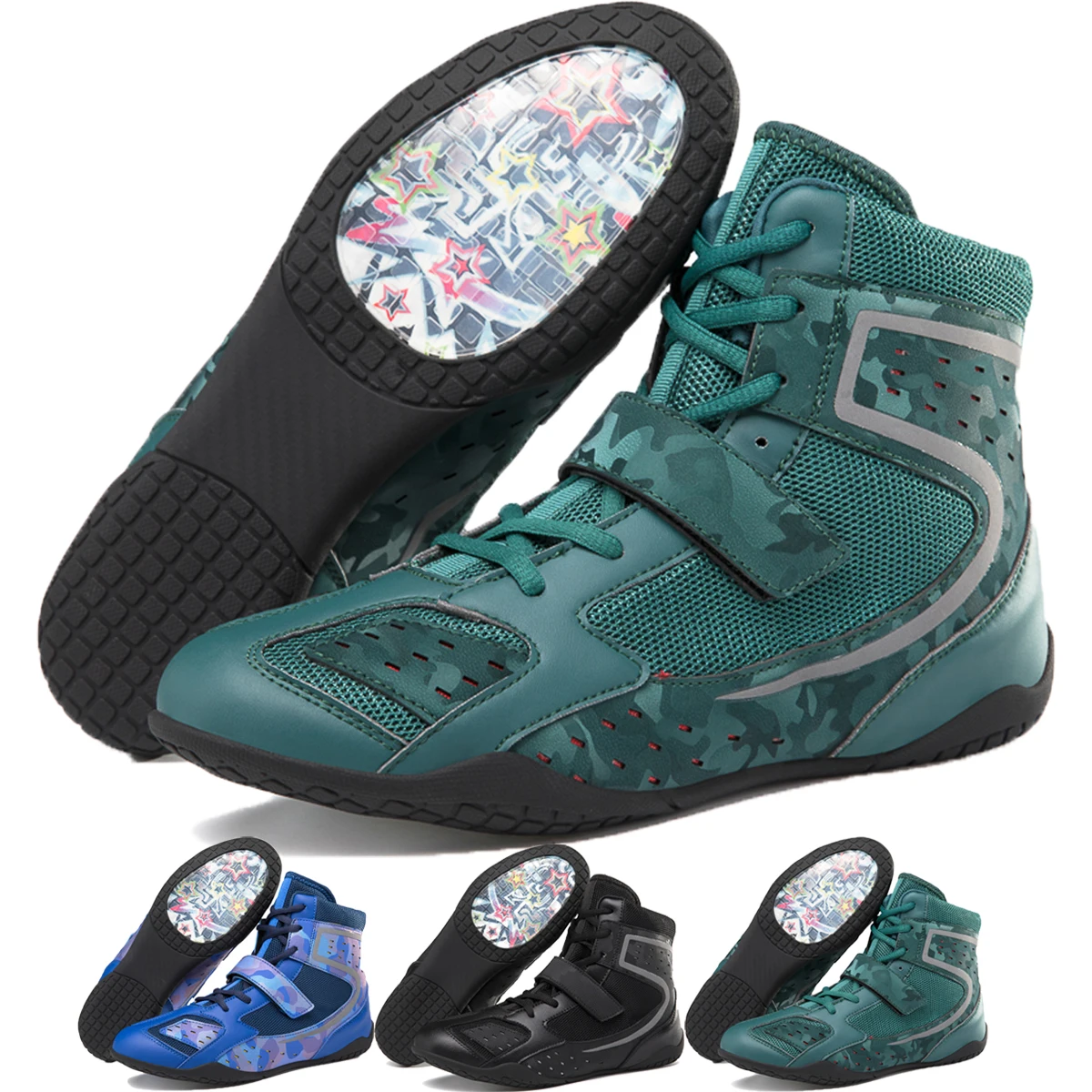 

Professional Wrestling Shoes Youth Mesh Breathable and Anti Slip Boxing Wrestling Fighting Sport Boots Fitness Training Sneakers