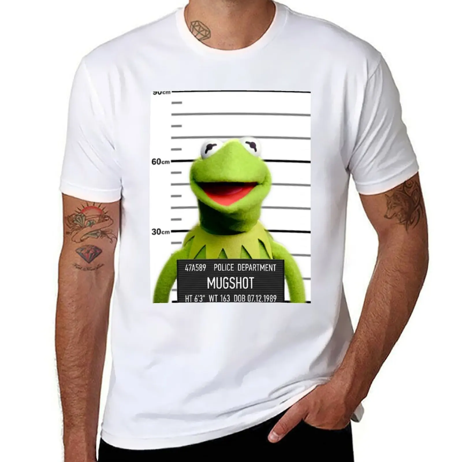 

Kermit Mugshot T-Shirt oversizeds new edition shirts graphic tee mens tall t shirts