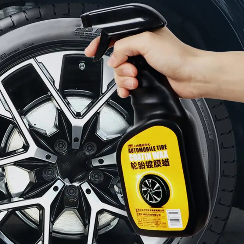 Tire Shine Spray 500ml Gentle Tire Polish Nano Coating Black Wheel Care Products Waterproof High Gloss Tire Wax Tire Dressing