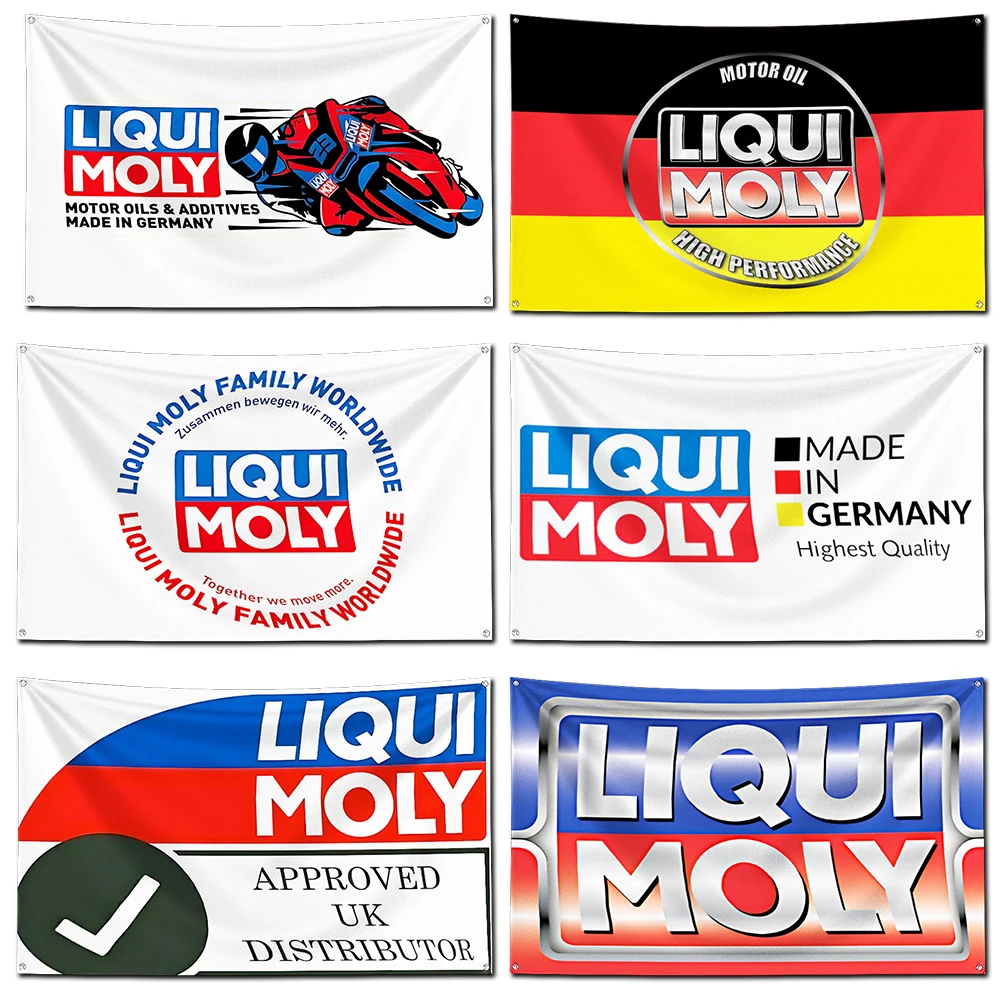 Liqui Molys Flag Polyester Digital Printing Banner 4 Sizes for Garage Wall Art Out Door Decoration With Brass Grommets