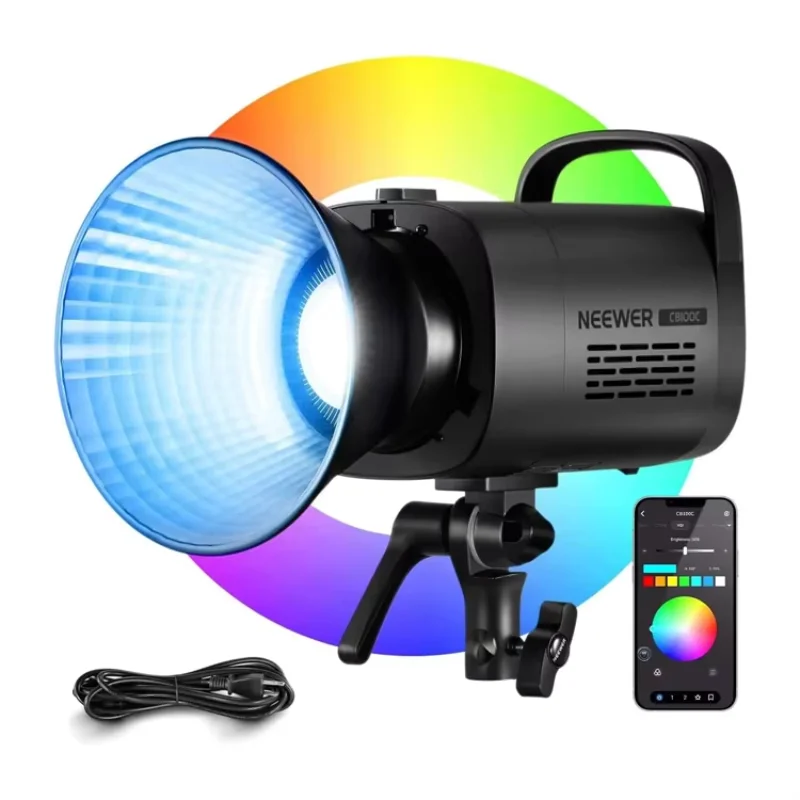 NEEWER CB100C 130W RGB LED Video Light Full Color 2700K-6500K Silent Continuous Output Bowens Mount Phones Power Continuous