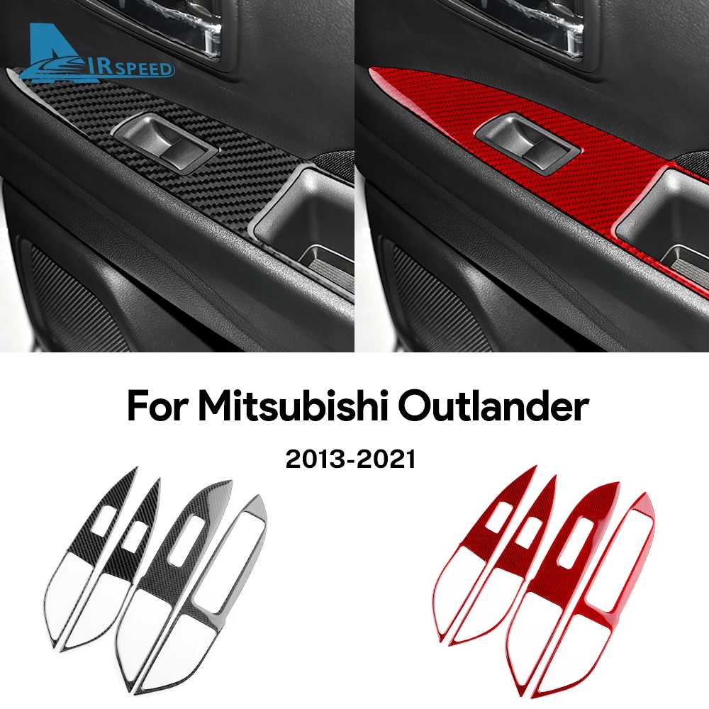 

Real Soft Carbon Fiber Sticker For Mitsubishi Outlander 2013-2020 2021 LHD RHD Car Window Lift Button Panel Interior Accessories