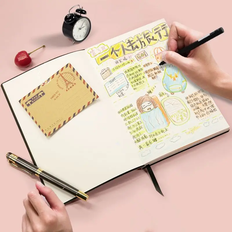 A5 Creativity Hand Ledger Sakura Blank Grid Dot Hand Ledger Girl Heart Cute Diary Notebook Student Stationery for Gril Gift