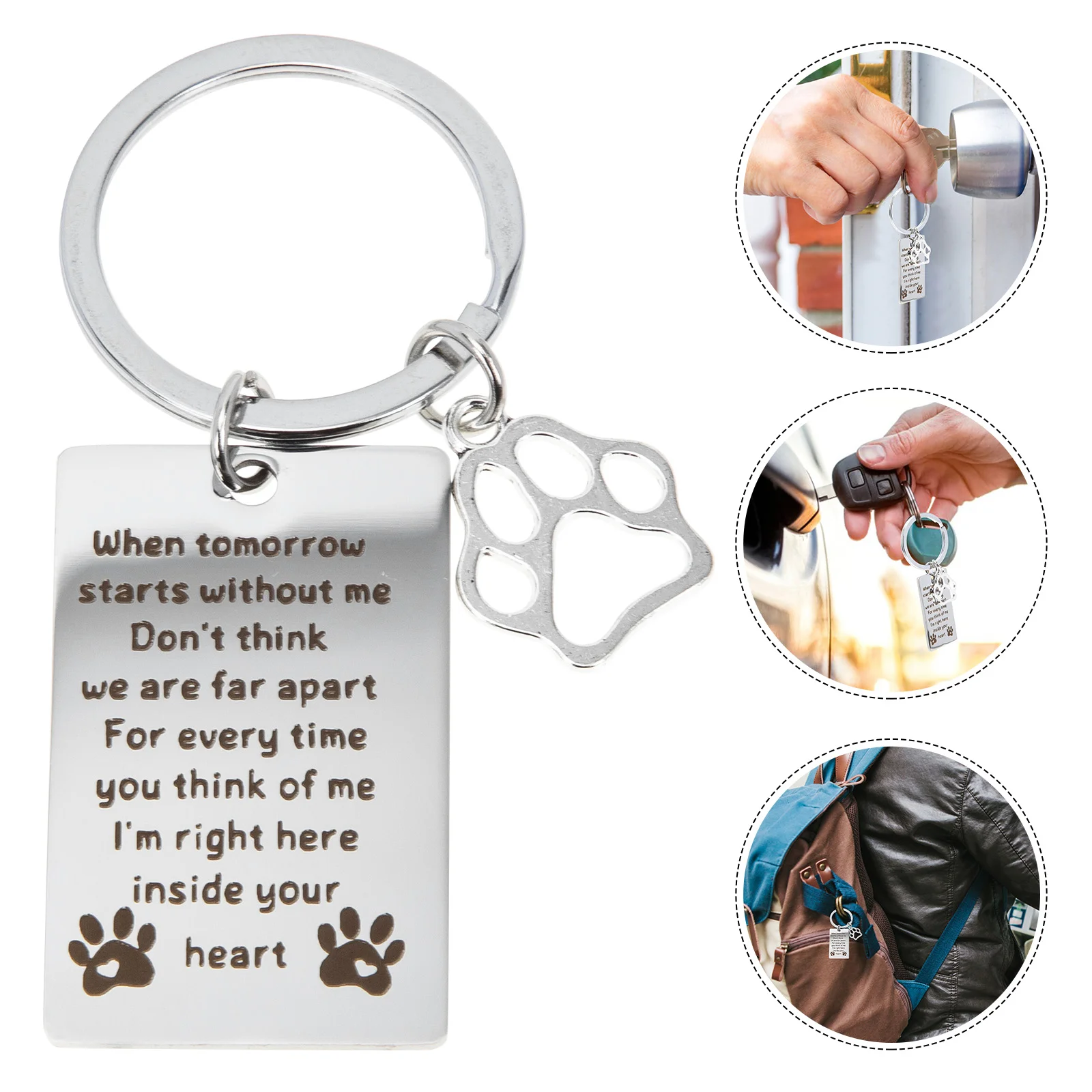 

2 Pcs Pet Keychain Gift Owner Stainless Steel Keyring Memorial Gifts Holder The Dog
