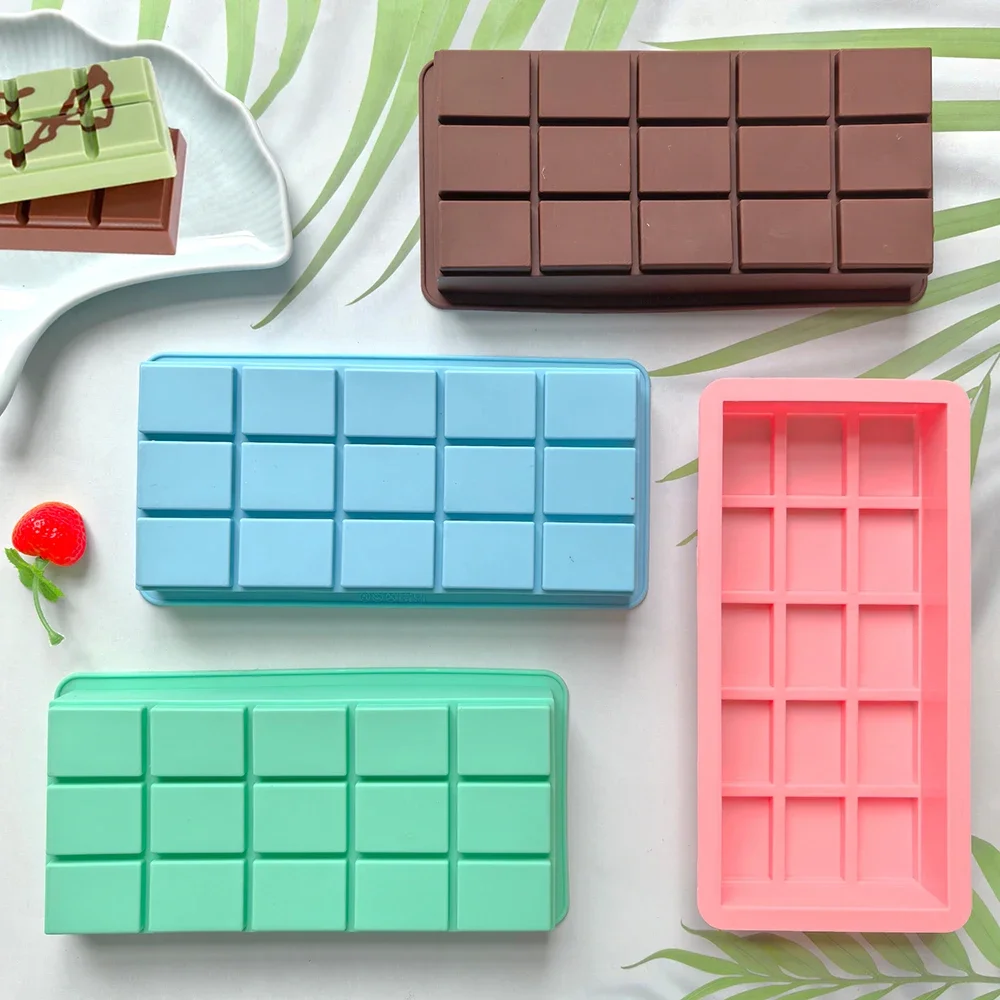 

1pc 15 grid full page chocolate bar mold silicone Dubai pistachio chocolate bar thick mold for filling bar baking mold Ice cube