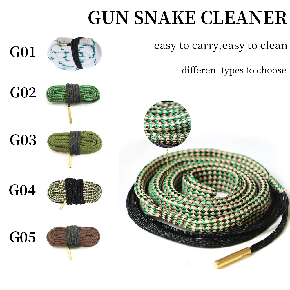 1pc Gun Bore Rope Brush Cleaner Cleaning Snakes Hunting Barrel Snake For 5.56mm/.223/.22/9mm/Cal .380/12 GA/. 30 Cal/.308 Rifle