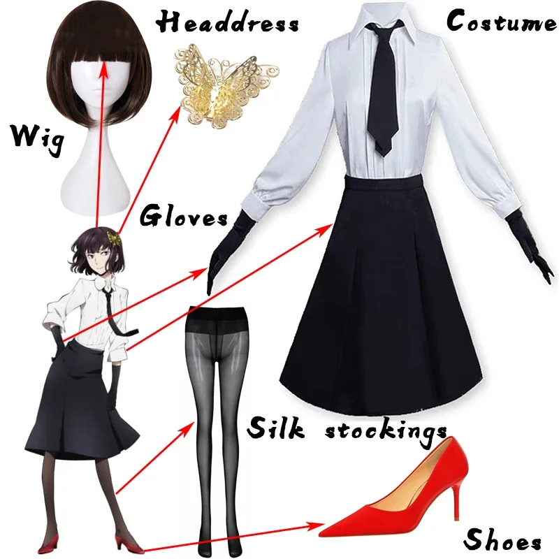 SingXeng Anime Cosplay Akiko Yosano Cosplay Costume School Uniform Suit Black Dress Halloween Custom Made