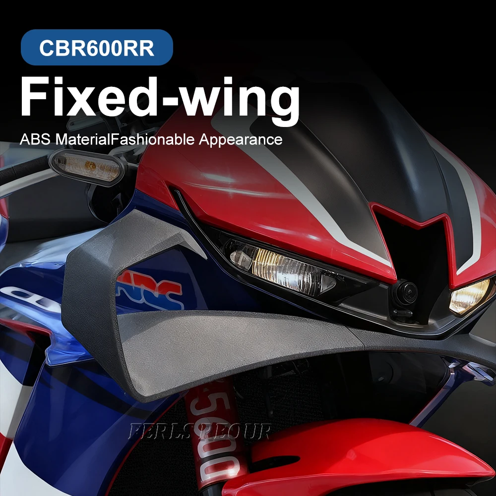 Track Style Front Spoiler Kit for CBR600RR 2020-2025 - Aerodynamic Fixed Wing, Fairing Mounted, Motorcycle Winglet