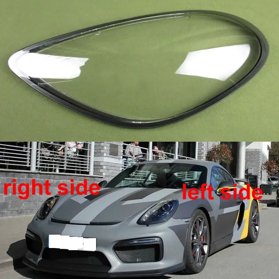 

Headlight Transparent Lampshade Headlamp Cover Lamp Shell Headlights Lens Plexiglass Silver Grey Edge For Porsche Cayman 981