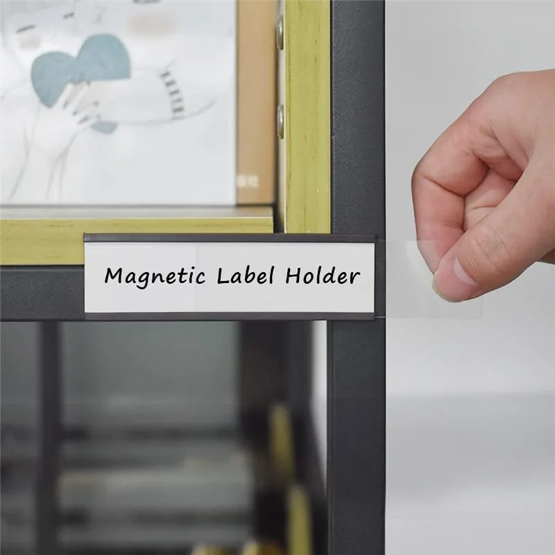 Magnetic Label Holder 4X1.57Inch 20 Packs C Channel White Paper Cards Protective Film Strong Magnet Mess Free Removable