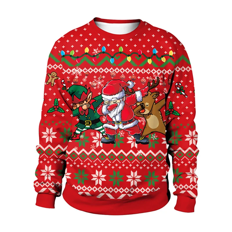 

Men Women Go Jesus It's Your Birthday Xmas Sweatshirt 3D Digital Print Ugly Christmas Sweater Pullover Holiday Party Jumper Tops