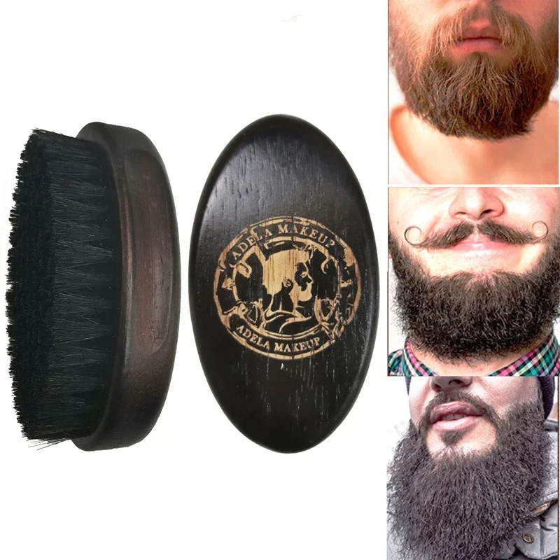Fur Boar Wild Men Szczotka do brody Drewniane włosie Profesjonalny grzebień do brody Włosy Wąsy Golenie Masaż twarzy Szczotka do czyszczenia włosów na twarzy