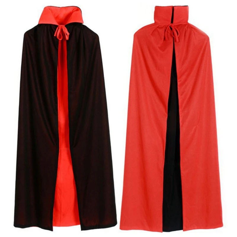 

Kids Cosplay Costume Halloween Children Teen Stand Collar Hooded Double-Sided Capes Vampire Witch Cloak Vintage Medieval Capes