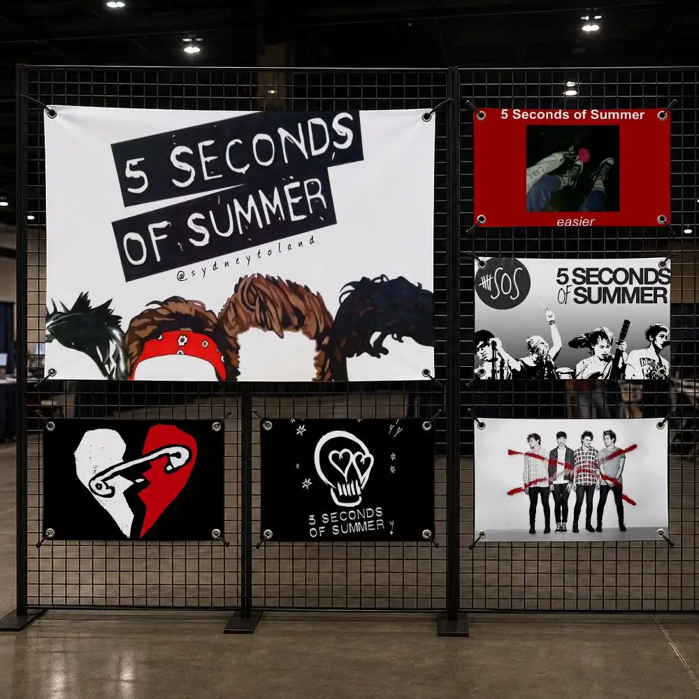 5 S-Seconds Of S-Summers Band Flags Interior Wall Hanging Background Art Banner Bedroom Home Living Room Outdoor Party Decor