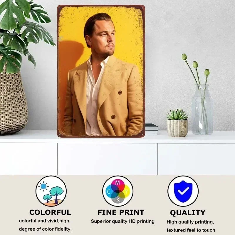 Leonardo DiCaprio Art Man Cave Bathroom Decoration Tin Metal Sign Custom Room Decor Garage Bar Decoration Retro Poster Vintage