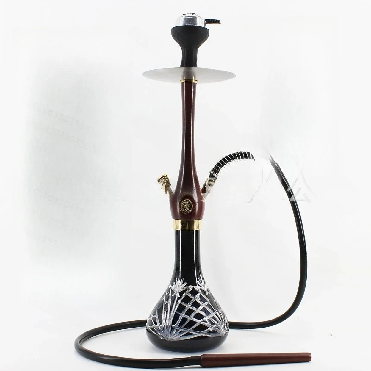 خرطوم واحد زجاجي من الفولاذ المقاوم للصدأ مخصص، شيشة كبيرة الحجم، تغليف صندوق هدايا جلدي فخم