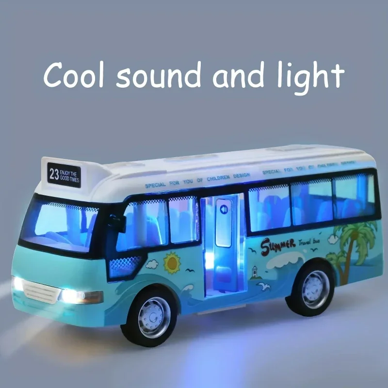 Boys Girls School Bus Toy Cars Die Cast Sound Light Tour Bus Models Simulation Car Play Vehicles Toys Gifts for Children Kids