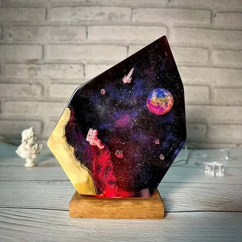 Interstellar Epoxy Lamp Space Galaxy Resin Night Astronaut Resin light Space Astronaut Galaxy Night Lamp Art Decoration Lamp