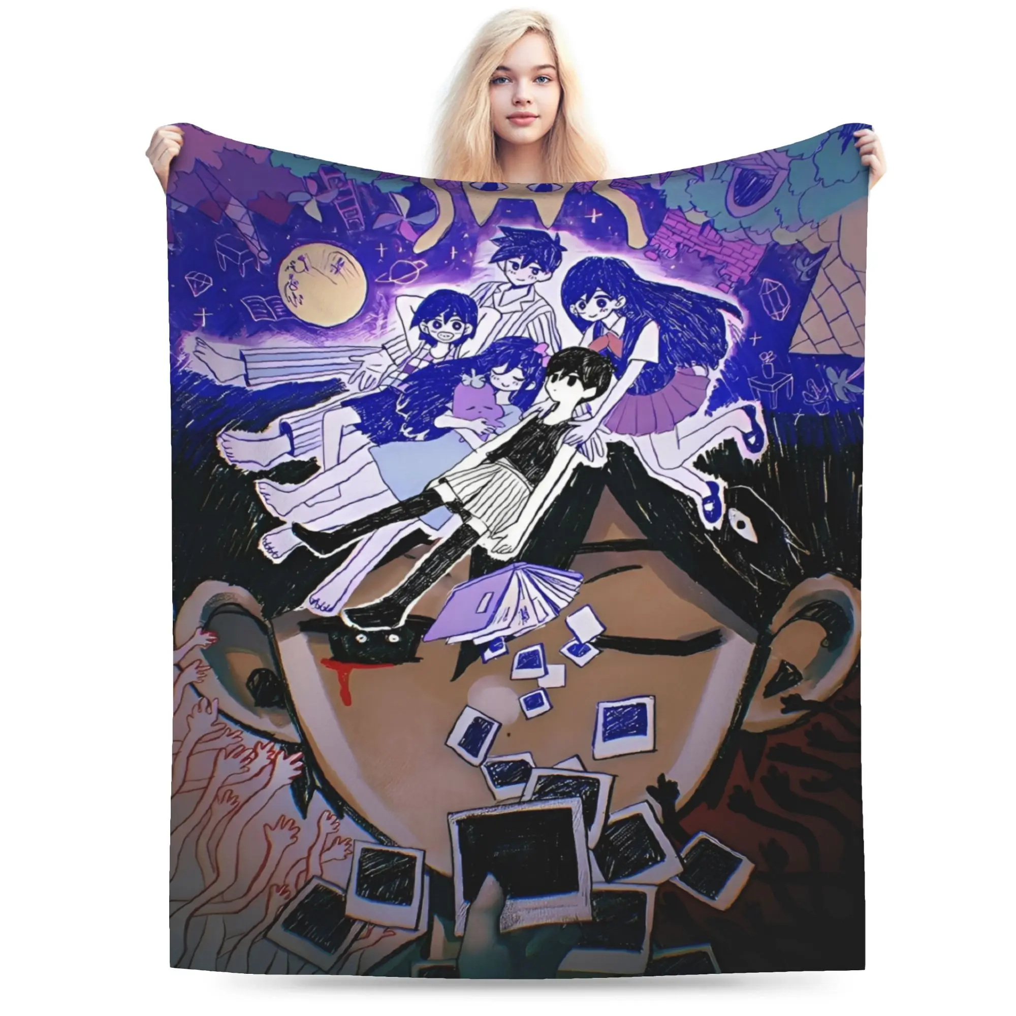 Omori Hot Game Printed Blanket  Airplane Travel Flannel Throw Blanket For Living Room Warm Soft Quality Bedspread Gift Idea