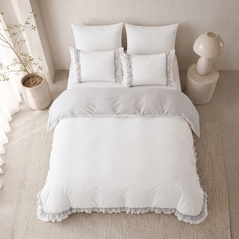 Boho French Country Vintage Duvet Cover Set, Ultra Soft fabric, 1Duvet Cover  2Pillowcases, No Filler Single/Double/Queen/King