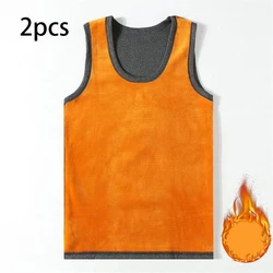 2pcs Men Thermal Underwear Man Sleeveless Vest Autumn WinterThermo Lingerie Men's Warm Top Thickening Thermo Vest Undershirt