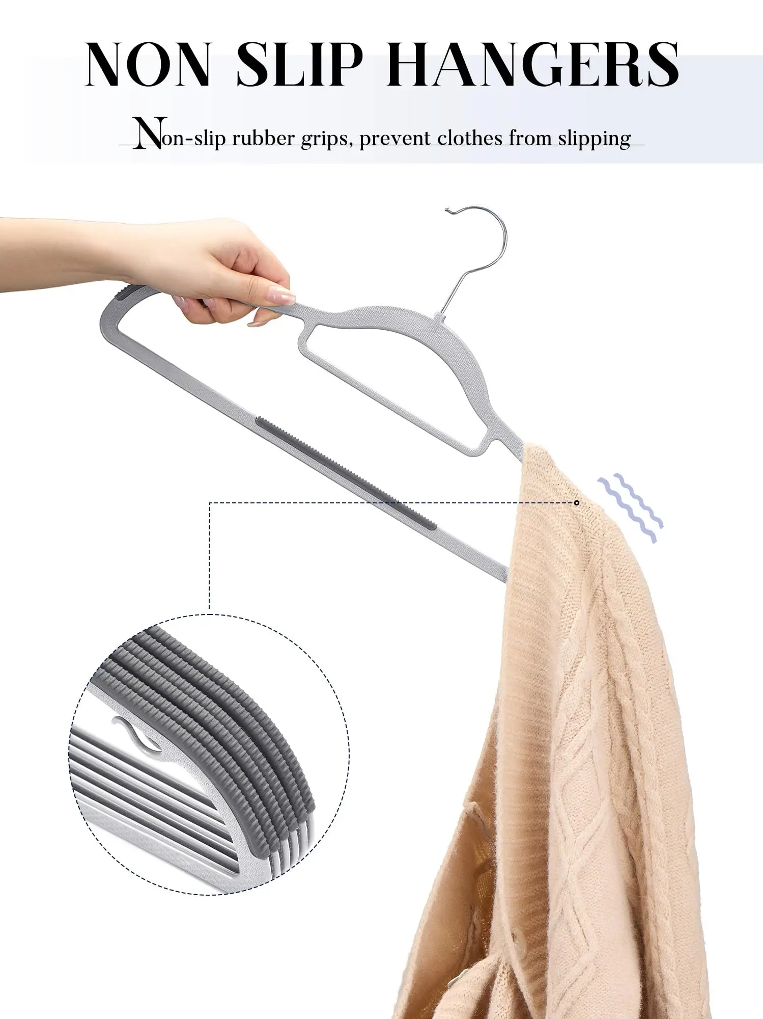 10pcs Plastic Hangers Heavy Duty Dry Wet Clothes Hangers with Non-Slip Pads Space Saving Thickness Super Lightweight Organizer