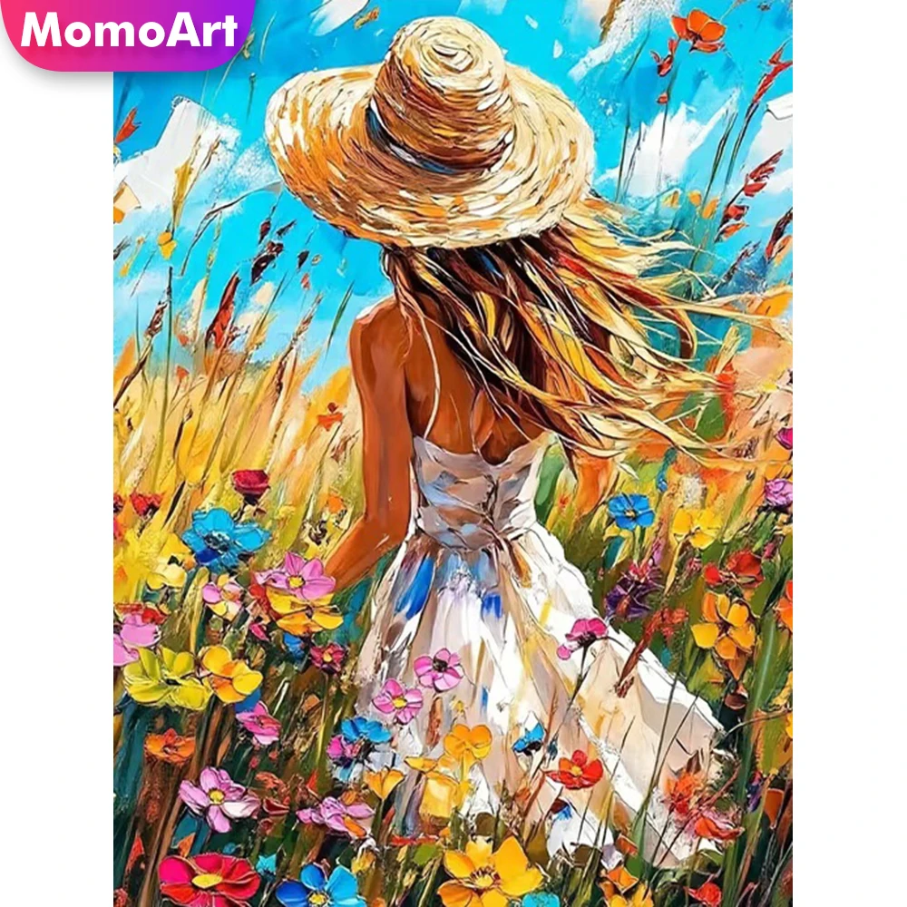 Momoart Diamond Painting Woman Portrait Craft Kit 5D DIY Diamond Mosaic Flower Picture of Rhinestones Embroidery Handmade Gift