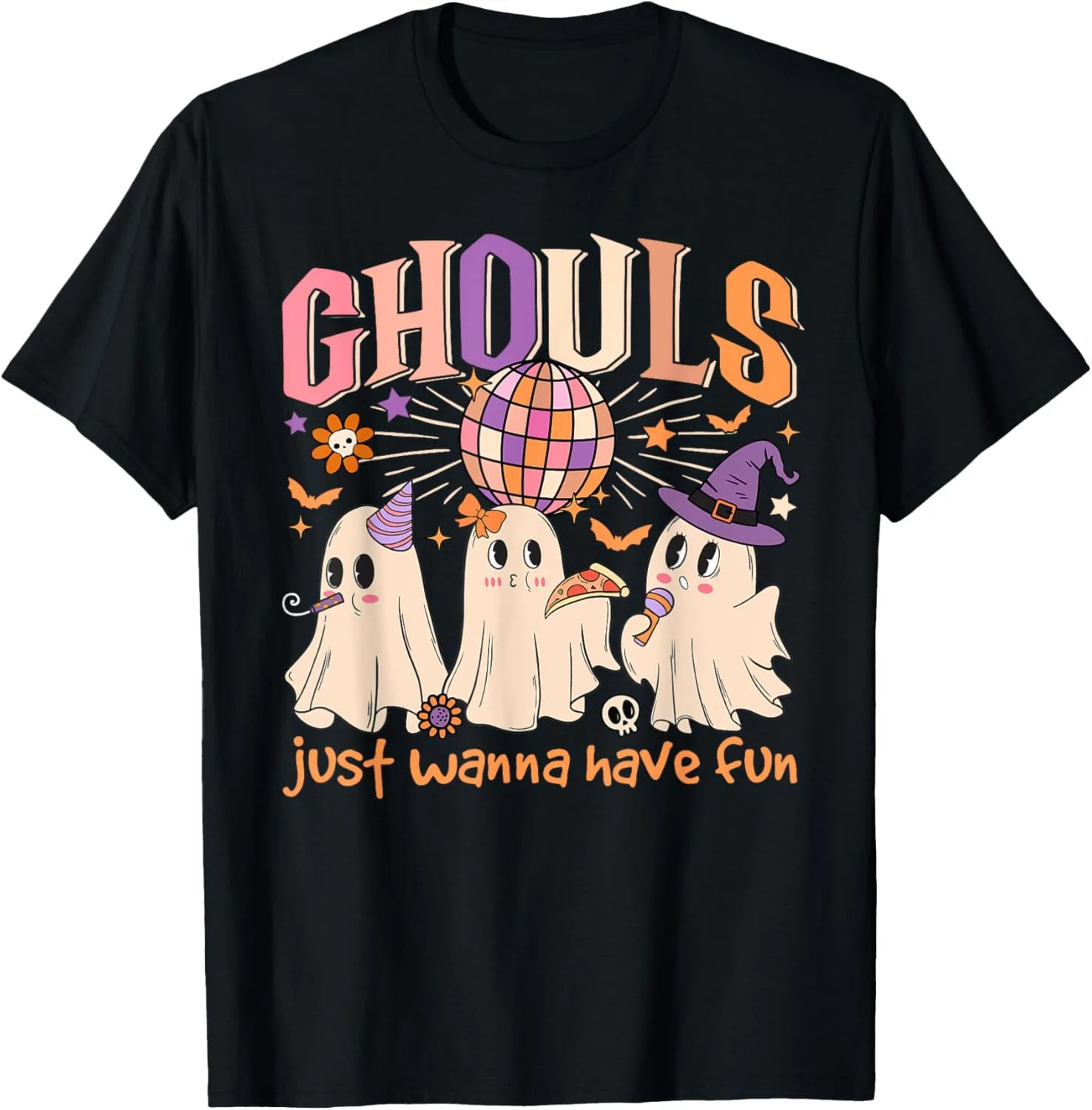 Groovy Halloween Ghouls Just Wanna Have Fun Dancing Ghost T-Shirt