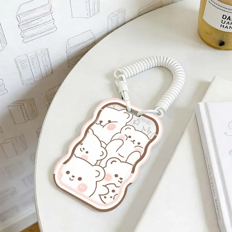 Card Holder for Stretchable Spring Cord Kpop Photocard Holder Photo Protector Student Bus/Meal Card Protection Case