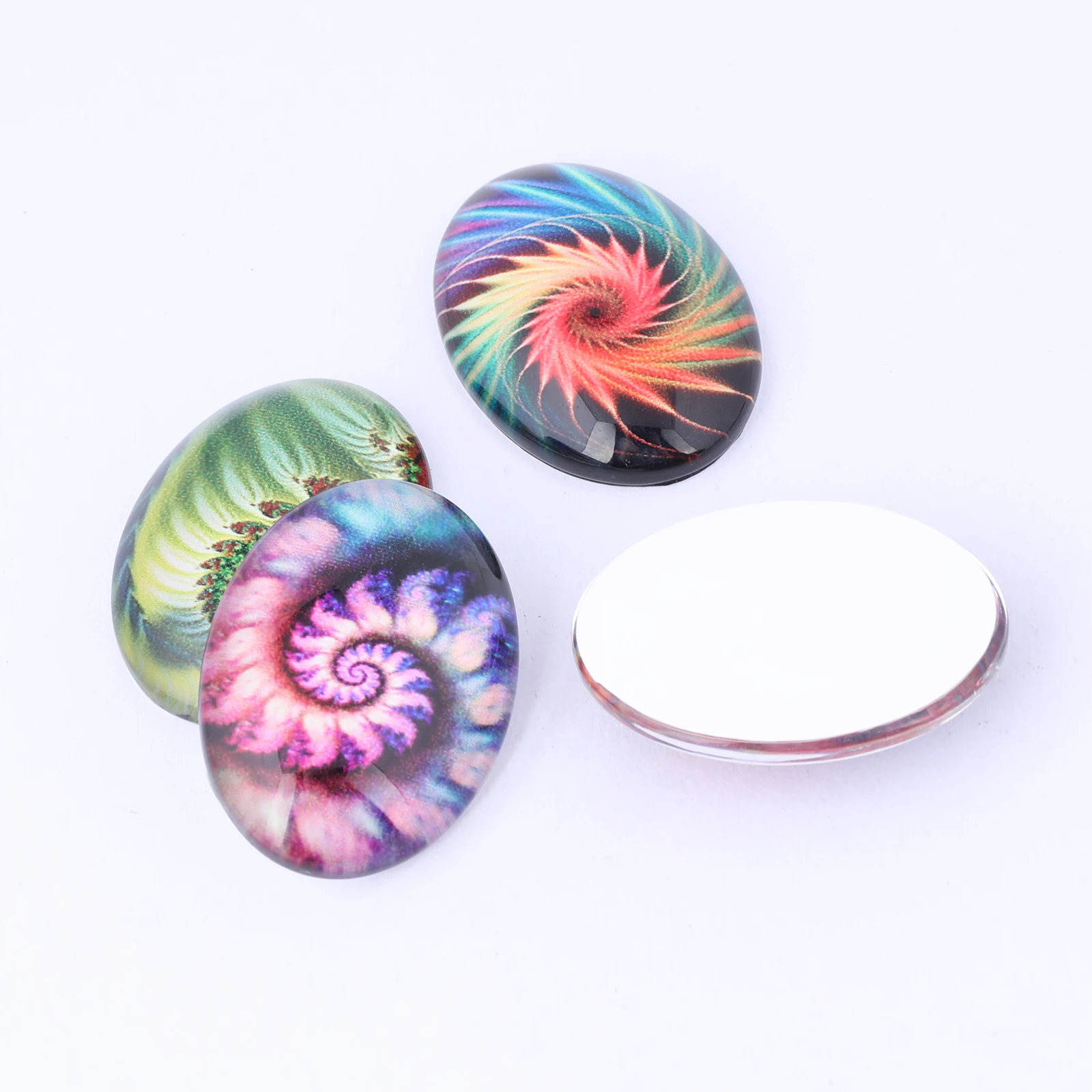 onwear 20pcs handmade mixed fractal photo oval glass cabochon 18x25mm 30x40mm diy flatback jewelry findings for pendant necklace