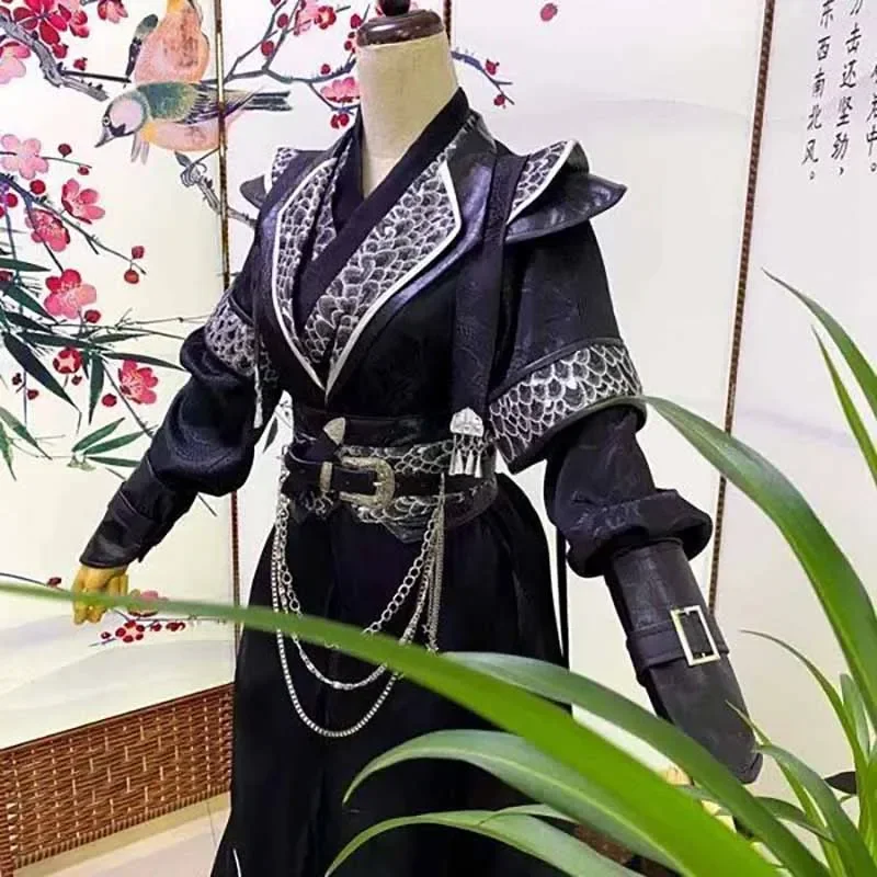 2025 Vintage Gothic Male Carnival Cosplay Costume Oversized Chinese Traditional Hanfu Black Sets Large Size 5XL For Men