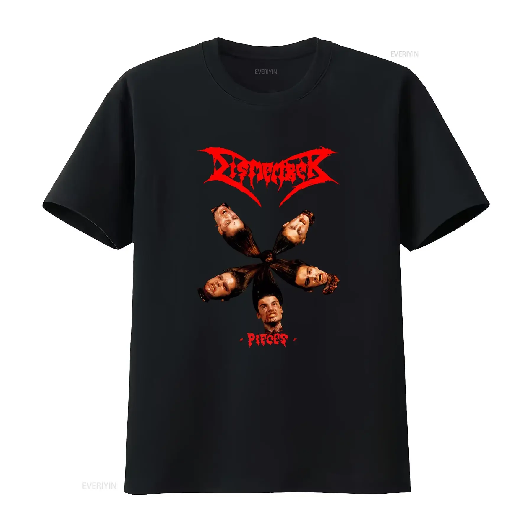 Camiseta DISMEMBER Pieces Rock Band para Hombre, Negra, Estilo Heavy Metal, Vintage, Lavada, Ligeramente Unisex, Elegante, Suave, con Gráficos