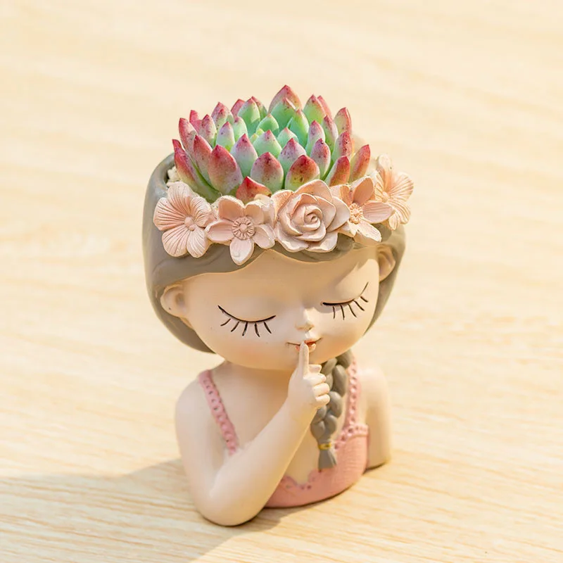 

Cute Girl Flower Pot for Succulents Decorative Planters Girls Portrait Garden Pots for Home Decor Desktop Ornament Succulent