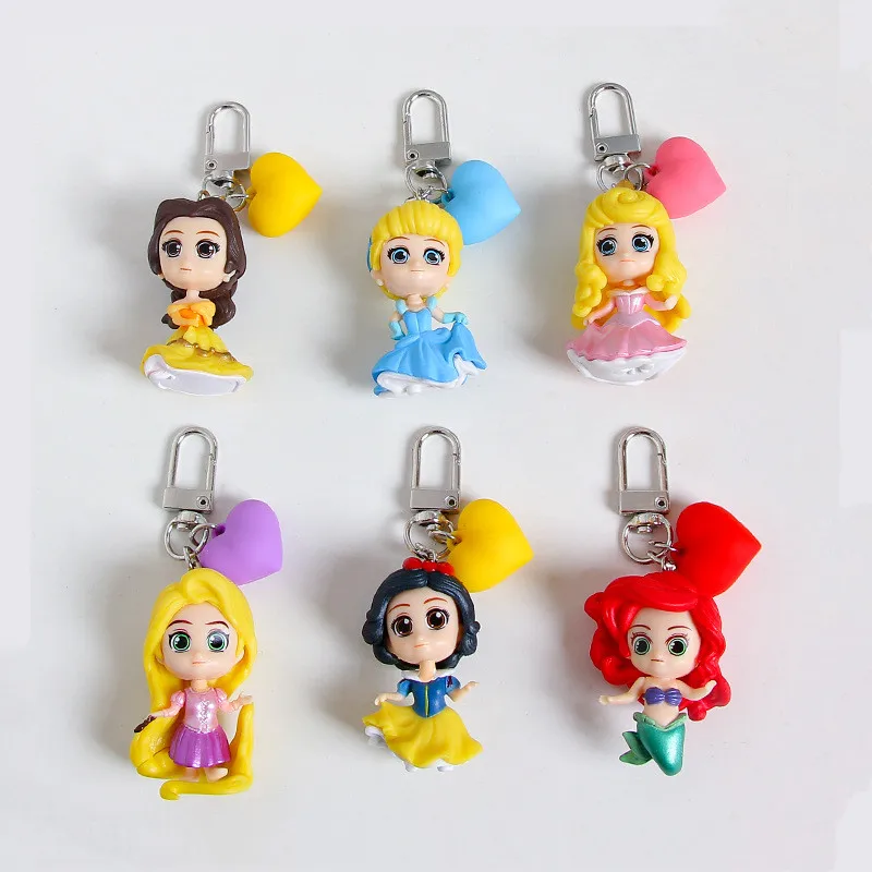 Anime Disney princesse Figure blanche-neige Ariel cendrillon raiponce Belle porte-clés sac porte-clés pendentif ornement jouet cadeau d'anniversaire