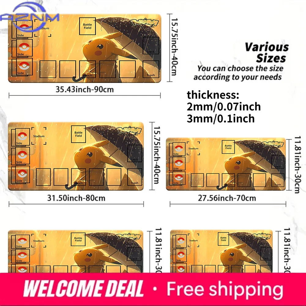 

Rainy Day Umbrella Pikachu Pokemon TCG Playmat Large Premium Non-Slip Gaming Desk Mouse Pad Mat