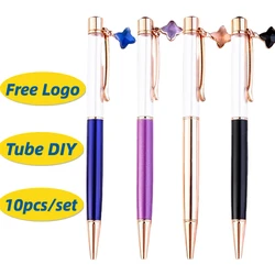 10pcs DIY Metal Ballpoint Pen Advertising Printing Logo Metal Business Pen Wholesale Handmade Hollow Tube Ballpoint Luxury Pen