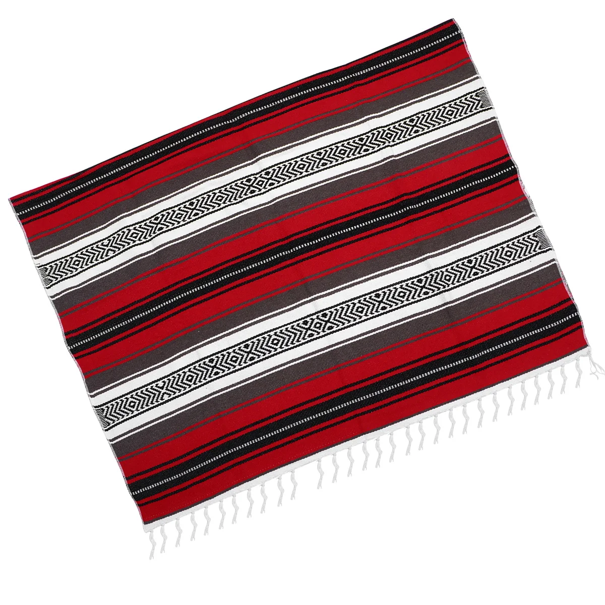 

130x180cm Red Mexican Blanket Blended Cape Woven Sofa Bed Car Use Practical Gift Mexican Blanket Yoga Mat