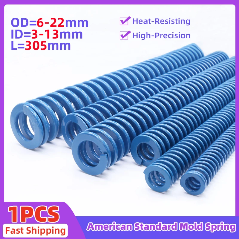 

Creamily 1Pcs Die Spring American Standard 65Mn Blue Light Load Springs Outer Diameter6-22mm Inner Diameter3-13mm Length305mm