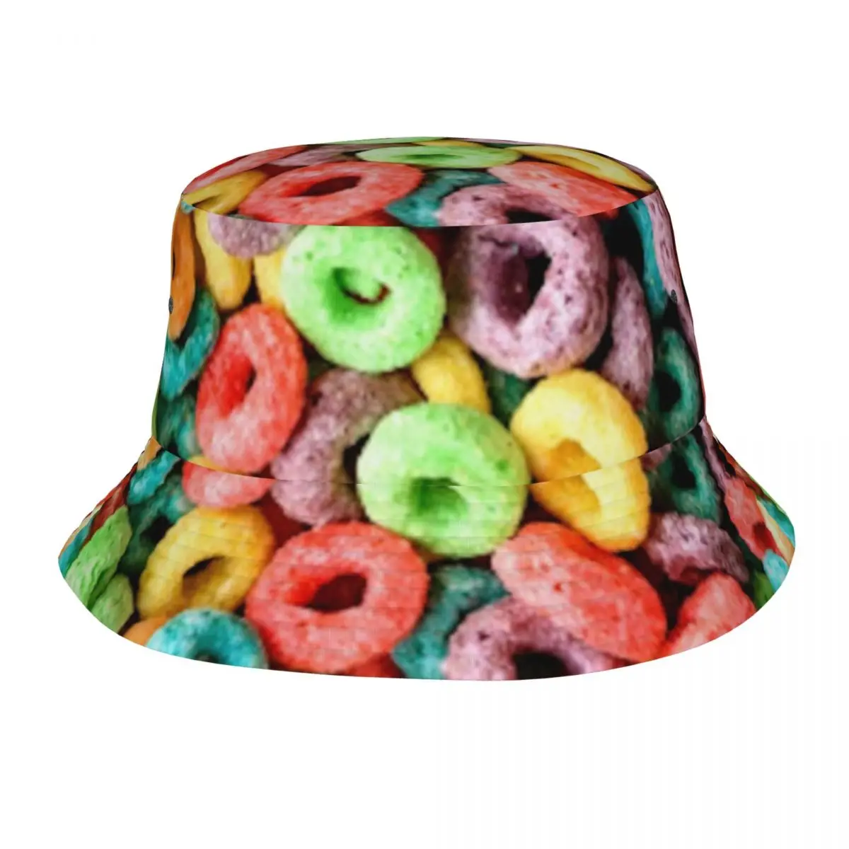 

Fruit Loops Bucket Hat For Unisex Cereal Bowl Fisherman Hats Casual Fishing Caps Portable Street Style Design Sun Hats