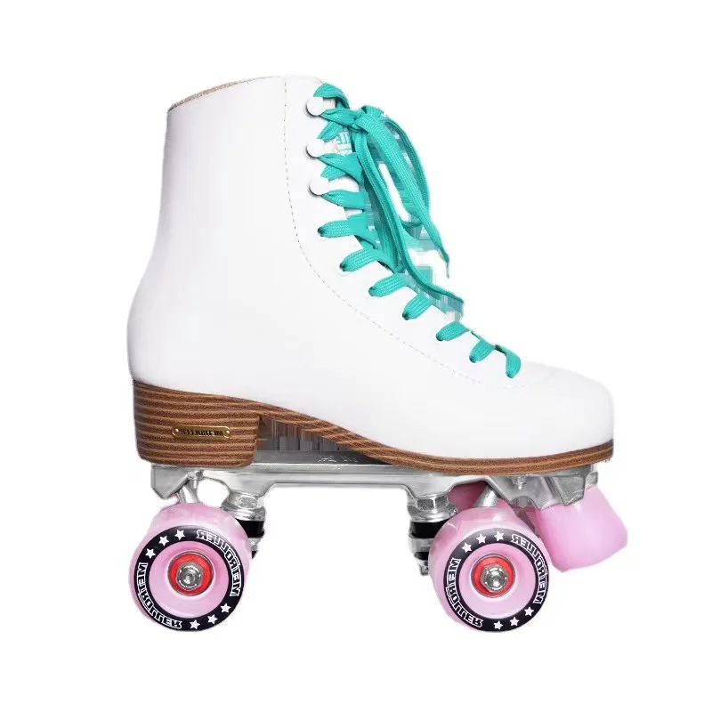 

High Quality Artificial Leather Roller Skates Shoes Patines Alloy Bracket Double Row Women Men Sliding Inline Quad Skating Sneak