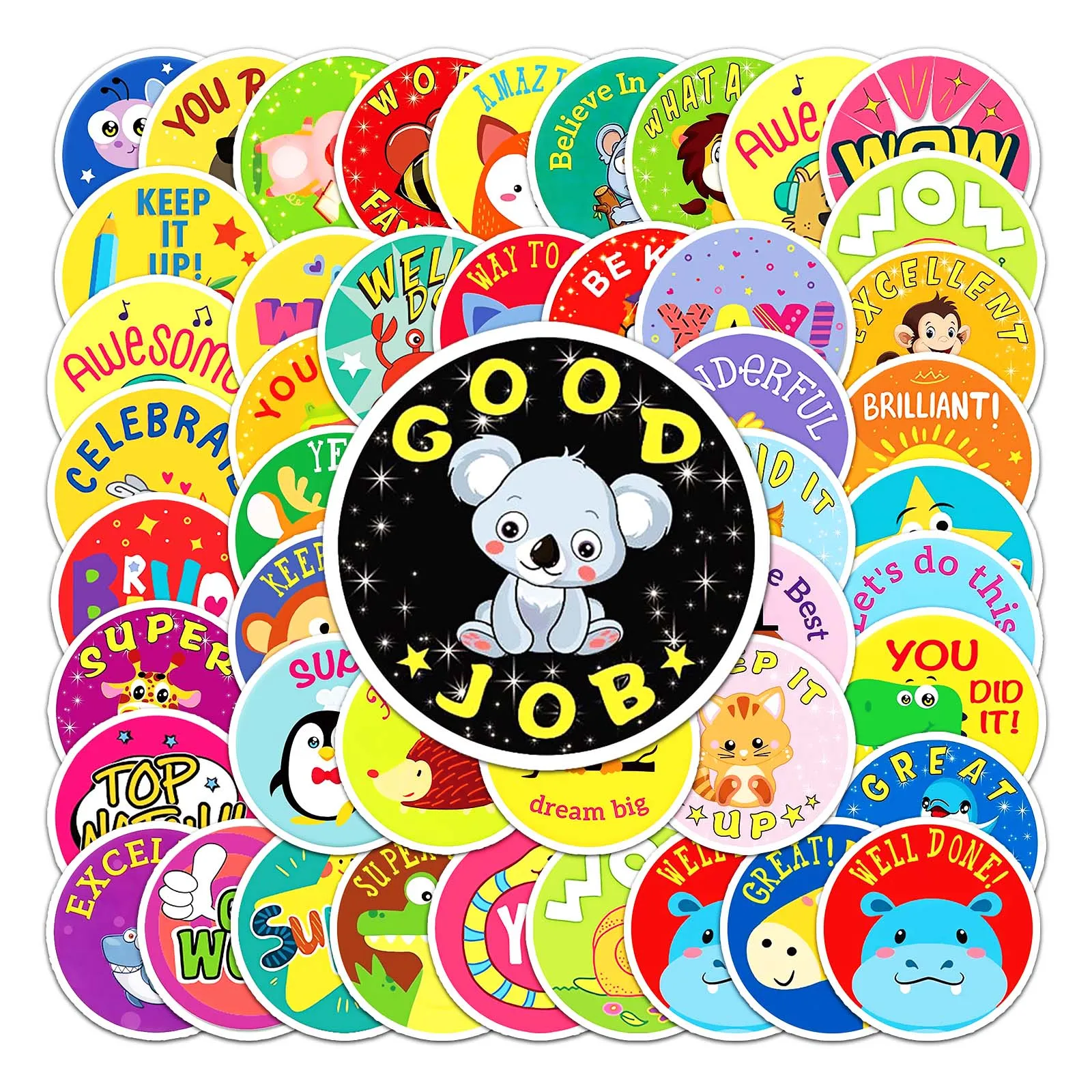 50Pcs Children's texture series Cartoon Cute Waterproof Sticker Skateboarding Snowboard Retro Vinyl Sticker