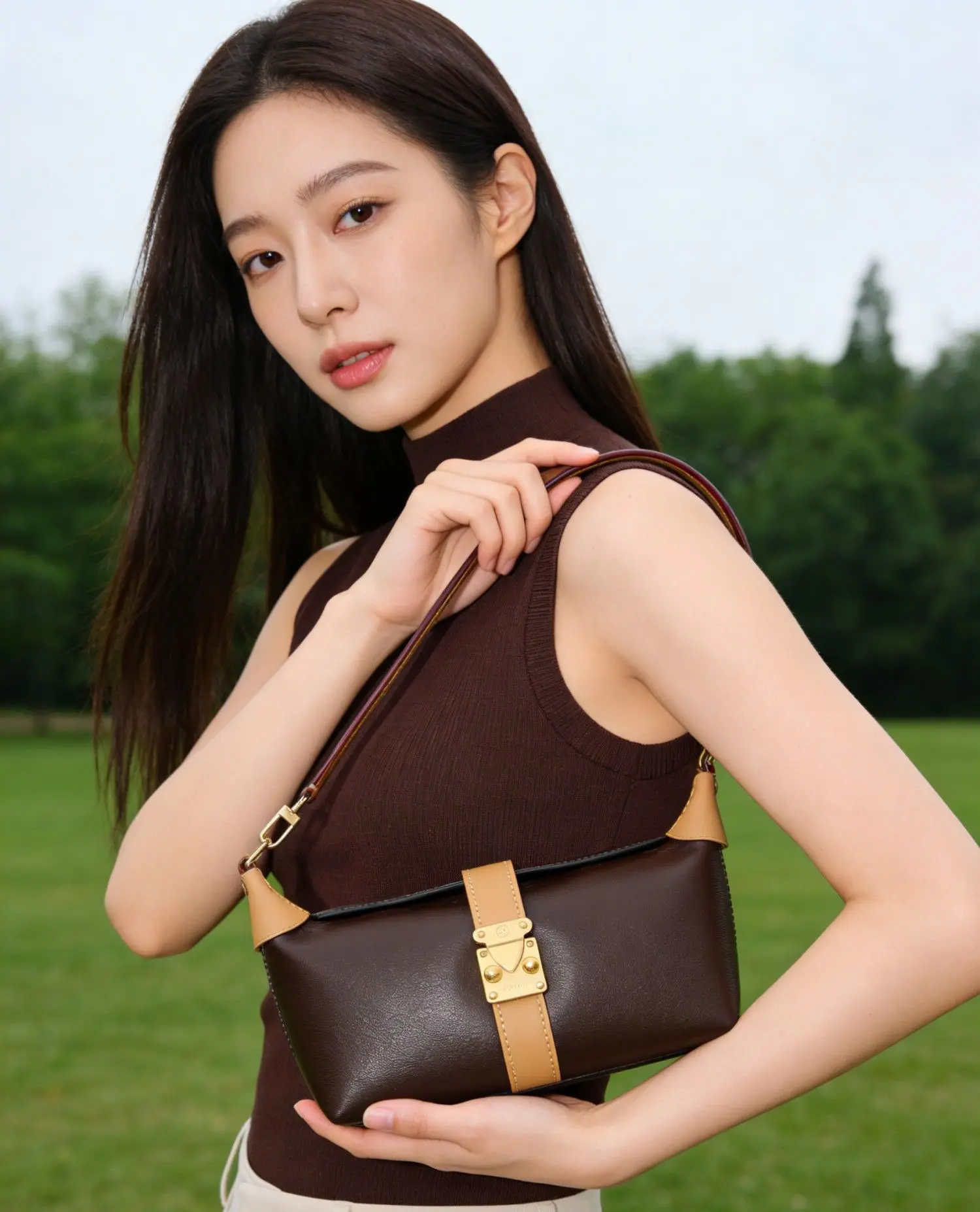 

Fashion Vintage Color Block Women's Handbag New High Quality Commute Crossbody Bag All-match Top Handle Purse