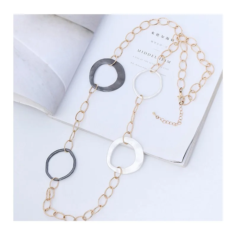 

New Fashion Sweater Chain Long High-end Ethnic Style Geometric Pattern Exaggerated Necklace